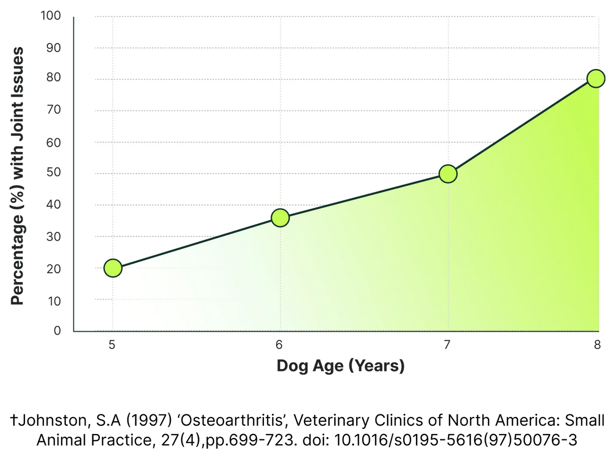 Chart showing joint issues increasing as dogs age